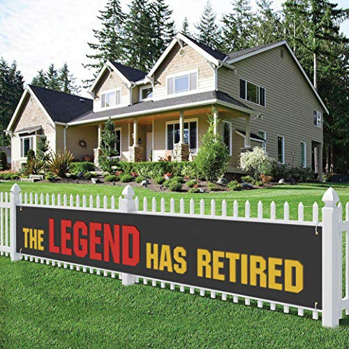 The Legend Has Retired Large Banner  Happy Retirement Theme Yard Sign Lawn Sign  Retirement Party Outdoor Indoor Backdrop 9-8 x 1-6 Feet