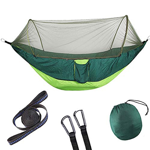WHESWELL Camping Hammock with Mosquito Net Single and Double Hammock Tent Lightweight Parachute Fabric Hammock for Travel Hiking Backpacking Backyard Pa WHESWELL Camping Hammock with Mosquito Net Single and Double Hammock Tent Lightweight Parachute Fabric Hammock for Travel Hiking Backpacking Backyard Pa