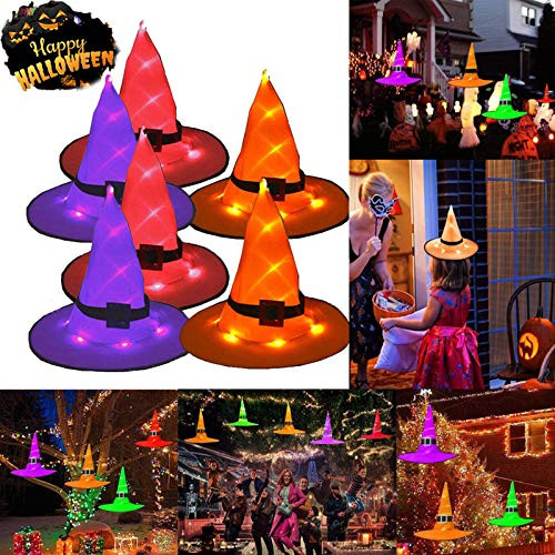 Halloween Witch Hats Lights  6 Pack Halloween String Lights  Halloween Decorations Outdoor Hanging Lighted Glowing Witch Hats  Halloween Decoration Li