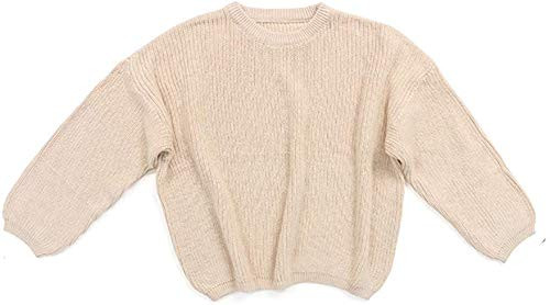 Infant Toddler Baby Girl Boy Knit Sweater Pullover Tops Crewneck Sweatshirt Blouse Warm Thick Fall Winter Clothes -Milk White 18-24 Months-