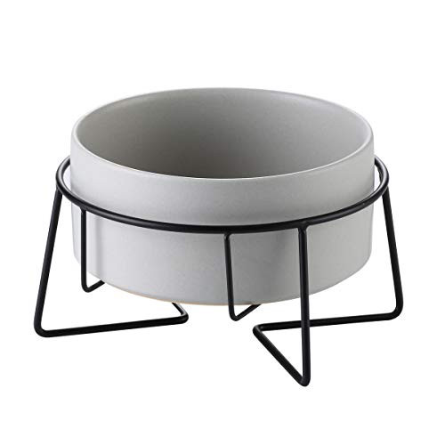 CHIDOO Ceramic Raised Cat Bowl Elevated Dog Bowl Pet Food Feeding Dish 5 inch 400ml Grey- Backflow Prevention Reduce Neck Burden CHIDOO Ceramic Raised Cat Bowl Elevated Dog Bowl Pet Food Feeding Dish 5 inch 400ml Grey- Backflow Prevention Reduce Neck Burden