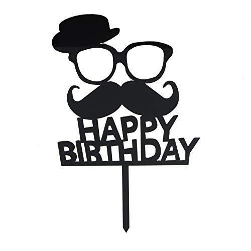 Happy Birthday For Dad Cake Topper Acrylic Birthday Party Decoration Black