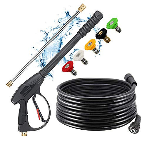 Selkie Pressure Washer Gun with Extension Wand and Hose Pressure Washer Gun with 26FT Pressure Washer Hose 16 Extension Wand 5 Nozzle Tips and M22 Selkie Pressure Washer Gun with Extension Wand and Hose Pressure Washer Gun with 26FT Pressure Washer Hose 16 Extension Wand 5 Nozzle Tips and M22