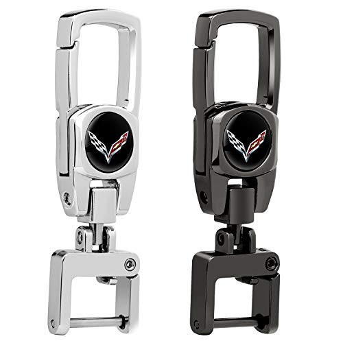 2Pack Car Keychain for Corvette Chevrolet C3 C4 C5 C6 C7 Z06 Sturdy Key Chain with Logo