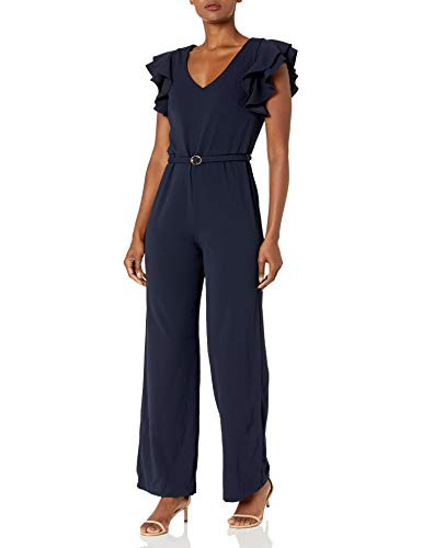 Ronni Nicole Womens Belted Jumpsuit  Navy  6