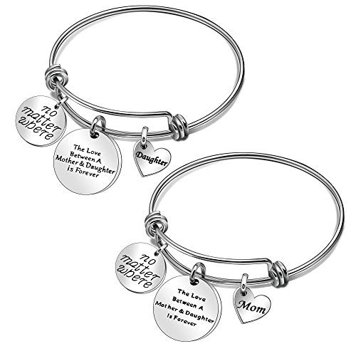 No Matter Where Mother Daughter Bangle Bracelets Gifts The Love Between Mother and Daughter Is Forever No Matter Where Mother Daughter Bangle Bracelets Gifts The Love Between Mother and Daughter Is Forever