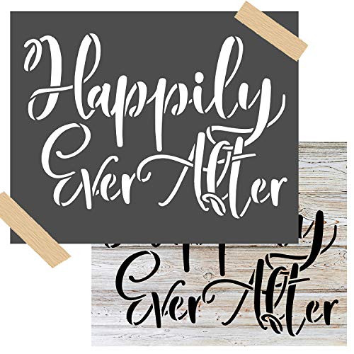 OCCdesign Happily Ever After Wedding Sign Stencils - Rustic Farmhouse Inspirational Template for Painting Spraying Crafts Décor