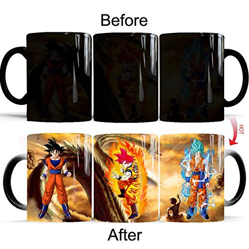 Gosweet Son Goku Mug Ceramic Heat Reactive Dragon Ball Z Color Change Coffee Cup