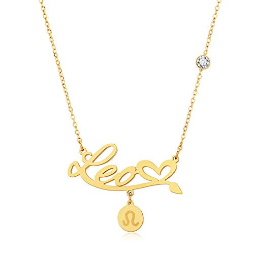 Zodiac Necklaces for Women Gold Constellation Necklace Stainless Steel Horoscope Zodiac Sign Necklace Astrology Jewelry Gift 17-3-1-97 -G leo neckla Zodiac Necklaces for Women Gold Constellation Necklace Stainless Steel Horoscope Zodiac Sign Necklace Astrology Jewelry Gift 17-3-1-97 -G leo neckla