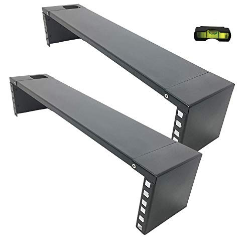 Jingchengmei -2 Pack- 2U Foldable Hinged Wall Mount Patch Panel Bracket with Top Cover for 19 Inch Network Equipment -JCM-CVWRF2U2PC-