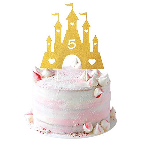 Princess Cake Topper 5  Castle Cake Topper 5  Princess 5th Birthday Cake Topper for Girls Princess Birthday Party Decorations