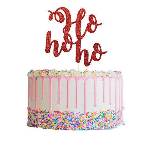 Red Glitter Ho Ho Ho Cake Topper  Christmas Party Cake Topper for Merry Christmas Holiday Party Decorations Cake Supplies Red Glitter Ho Ho Ho Cake Topper  Christmas Party Cake Topper for Merry Christmas Holiday Party Decorations Cake Supplies