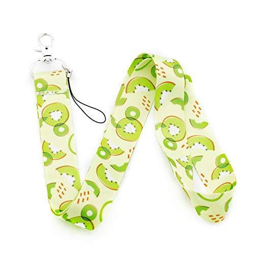 Kiwi Fruit Print Lanyard Key Chain ID Card Badge Holder for Fruit Lovers -Green-