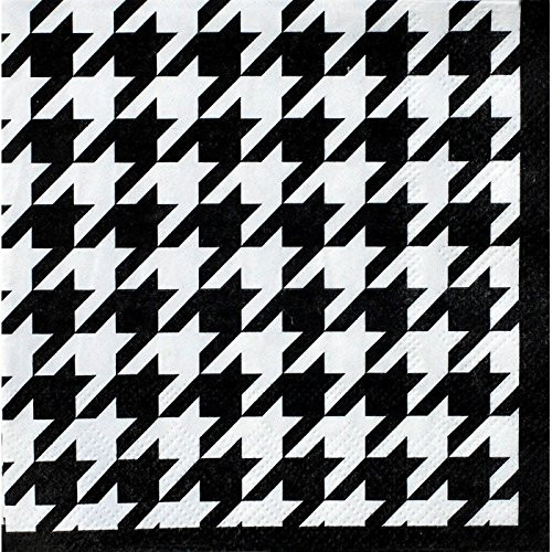 Black and White Check Beverage Napkins (cocktail Napkins, 16 Pack) Alabama Houndstooth collection by Havercamp