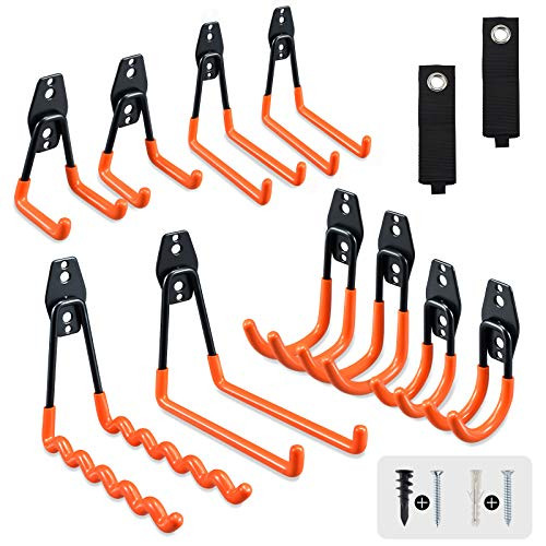 AOBEN Garage Hooks 12-pack garage storage hooks and hangers  heavy duty wall mount garage organizer  tool storage for ladders  bike  hoses  and more equ