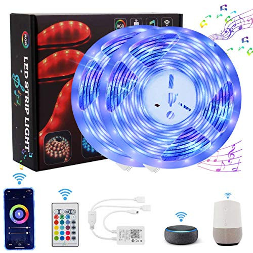 Exmate Smart WiFi LED Strip Lights Work with Alexa Google Home 32-8ft RGB LED Rope Light SMD 5050 Music Sync Phone APP Control Color Changing Rem Exmate Smart WiFi LED Strip Lights Work with Alexa Google Home 32-8ft RGB LED Rope Light SMD 5050 Music Sync Phone APP Control Color Changing Rem