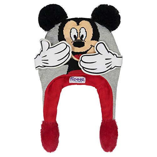 Disney Winter Hat  Mickey Mouse Squeeze and Flap Fun Cold Weather Beanie for Kids  Gray  Little BOY Age 4-7