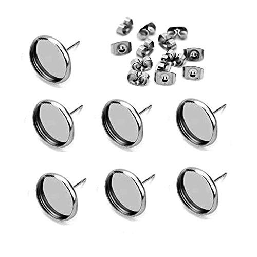 Stainless Steel Blank Stud Earring Bezel Setting for Jewelry Making with Surgical Steel Earring Backs DIY Findings 12mm?50PCs? Stainless Steel Blank Stud Earring Bezel Setting for Jewelry Making with Surgical Steel Earring Backs DIY Findings 12mm?50PCs?