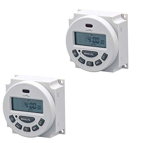 WSDMAVIS 2Pcs LCD Digital Timer Time Switch Relay Weekly Programmable Electronic Time Timer 12V-220V