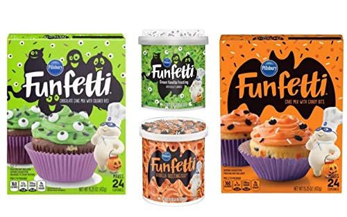 FUNFETTI 3 PACK SPECIAL CAKE MIX WITH CANDY BITS and GREEN VANILLA AND VANILLA FROSTING