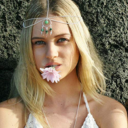 Jovono Boho Green Beaded Turquoise Head Chain Multilayered Headpiece Fashion Hair Accesories for Women and Girls -Gold- Jovono Boho Green Beaded Turquoise Head Chain Multilayered Headpiece Fashion Hair Accesories for Women and Girls -Gold-