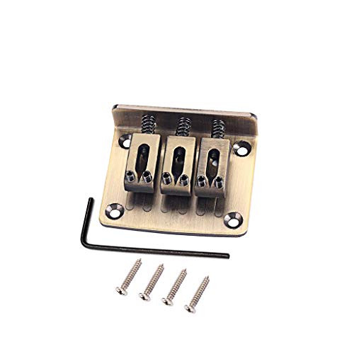 Alnicov Cigar Box Guitar Parts 3-string Bronze Hard-tail Adjustable Bridge