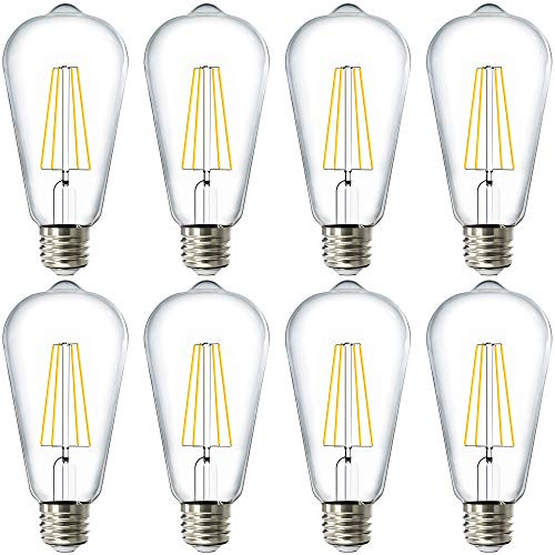 Sunco Lighting 8 Pack ST64 LED Bulb  Dimmable  Waterproof  8-5W-60W  4000K Cool White  Vintage Edison Filament Bulb  800 LM  E26 Base  Restauarant or