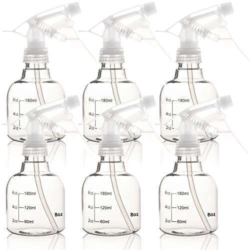 Youngever 6 Pack Empty Plastic Spray Bottles  Spray Bottles for Hair and Cleaning Solutions -8 Ounce-