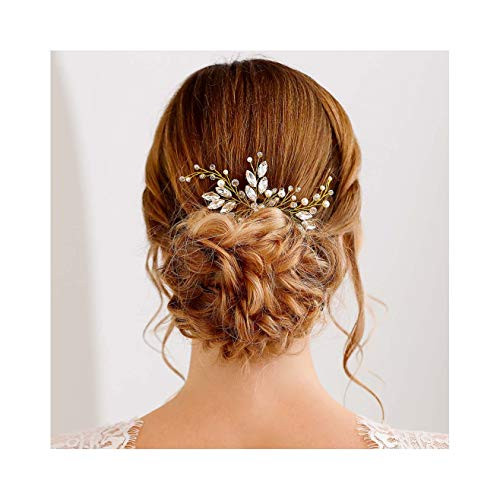 Fstrend Bridal Wedding Hair Pins Gold Rhinestone Crystal Bride Hairpin Pearl Hair Accessories for Women and Girls Fstrend Bridal Wedding Hair Pins Gold Rhinestone Crystal Bride Hairpin Pearl Hair Accessories for Women and Girls