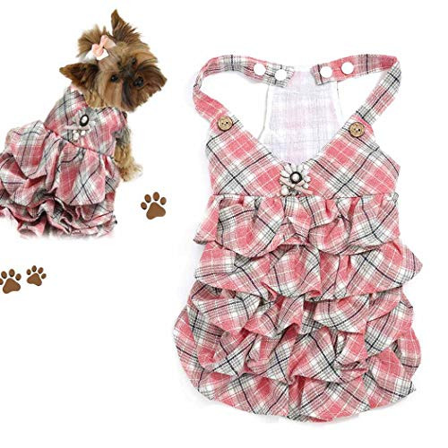Petea Dog Dress Pink Lattice Tutu Gauze Skirt Vest Apparel Princess Dress Puppy Party Costume Birthday Pet Clothes for Dogs and Cats -M- Petea Dog Dress Pink Lattice Tutu Gauze Skirt Vest Apparel Princess Dress Puppy Party Costume Birthday Pet Clothes for Dogs and Cats -M-