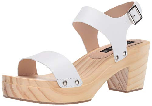 STEVEN by Steve Madden Womens FABE02D1 Heeled Sandal  White Leather  6 M US