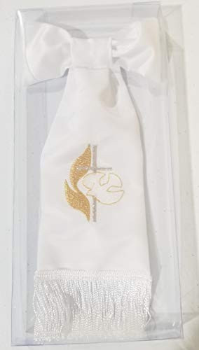 First Communion Armband with Embroidered Holy Spirity Accents Gold Religious Gift