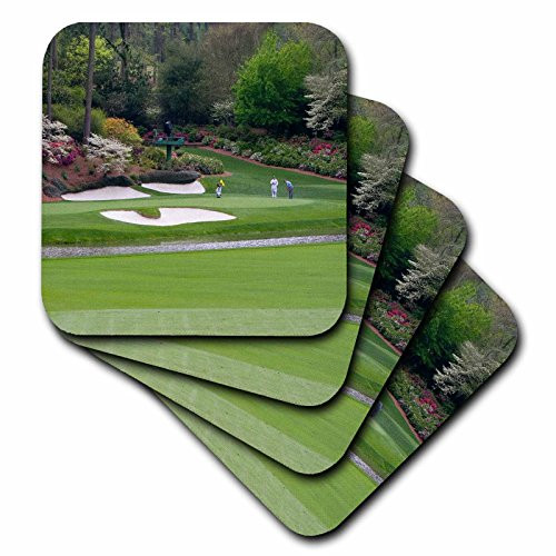 3dRose cst_48684_1 Augustas Amen Corner Golf Course-Where Dreams Are Made and Lost-Soft Coasters, Set of 4