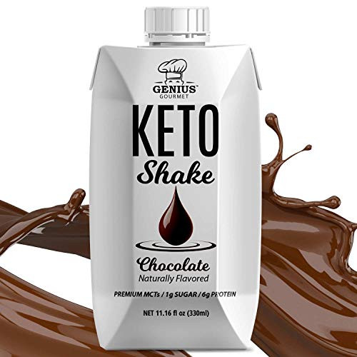 Genius Gourmet - All Natural Keto Shake - Premium MCTS Low Carb Keto Snack 6g Protein Meal Replacement 12 Pack -Chocolate- Genius Gourmet - All Natural Keto Shake - Premium MCTS Low Carb Keto Snack 6g Protein Meal Replacement 12 Pack -Chocolate-