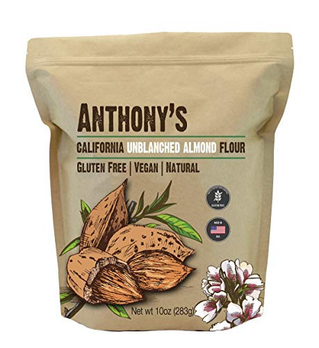 Anthonys Almond Meal Flour  Natural Unblanched  10oz  Batch Tested Gluten Free  Keto Friendly
