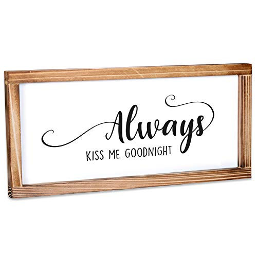 MAINEVENT Always Kiss Me Goodnight Sign - Rustic Farmhouse Decor for The Home Sign - Wall Decorations for Living Room Modern Farmhouse Wall Decor Ru MAINEVENT Always Kiss Me Goodnight Sign - Rustic Farmhouse Decor for The Home Sign - Wall Decorations for Living Room Modern Farmhouse Wall Decor Ru