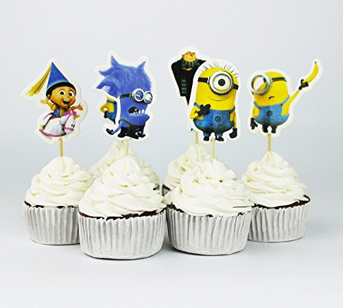 KBN Minions Cupcake Toppers 24 Pc Quality Birthday Party Supply Cartoon Design