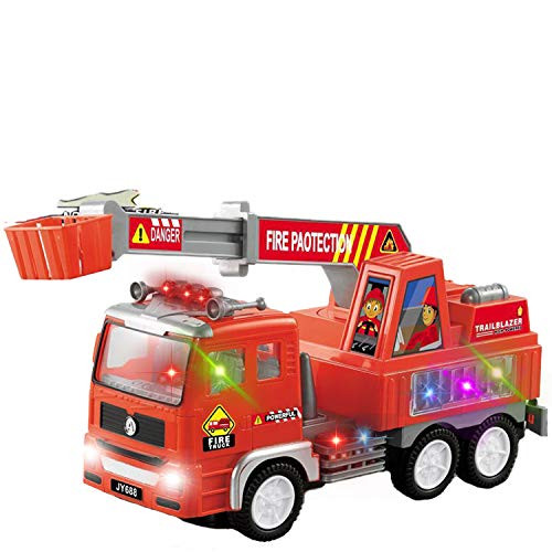 Toysery Truck Toy for Toddler Kids  Fire Truck Toy with Extending Rescue Rotating Ladder Functions  Flashing Lights and Siren Sounds  Perfect Electron