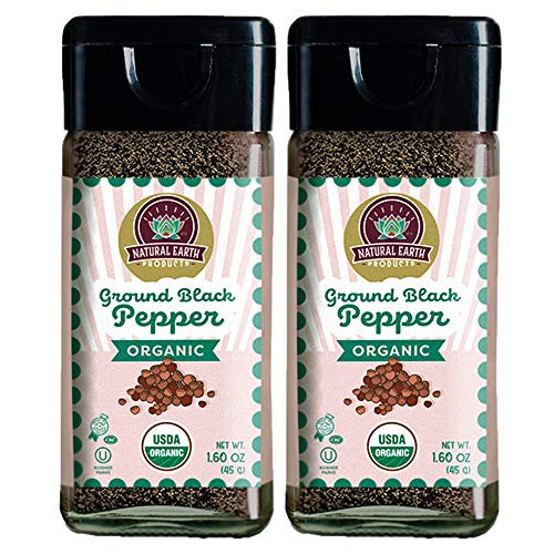 Natural Earth Products - Organic Black Ground Pepper - OU-Kosher - 1-60 Oz -45 g- -2-Pack-