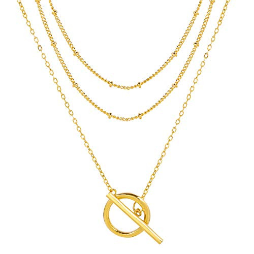 YEEZII Layered Necklace for Women Girls 18k Gold Plated Dainty Layered Choker Necklace Handmade Coin Paperclip Pendant Adjustable Layering Chain for YEEZII Layered Necklace for Women Girls 18k Gold Plated Dainty Layered Choker Necklace Handmade Coin Paperclip Pendant Adjustable Layering Chain for