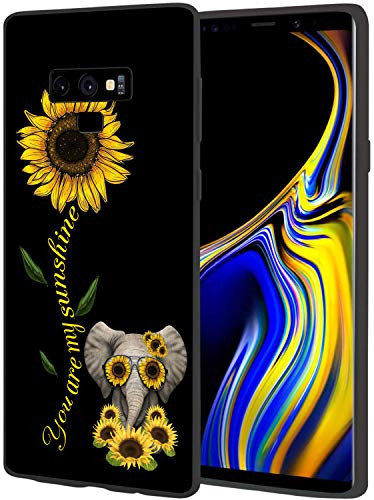 Galaxy Note 9 Case Sunflower and Cute Elephant Slim Anti-Scratch Shockproof Leather Soft TPU Back Protective Cover Case for Samsung Galaxy Note 9