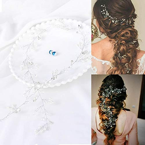 Casdre Pearl Bride Wedding Hair Vine Silver Rhinestone Bridal Hair Accessories Crystal Headband Hair Piece for Women and Girls Casdre Pearl Bride Wedding Hair Vine Silver Rhinestone Bridal Hair Accessories Crystal Headband Hair Piece for Women and Girls
