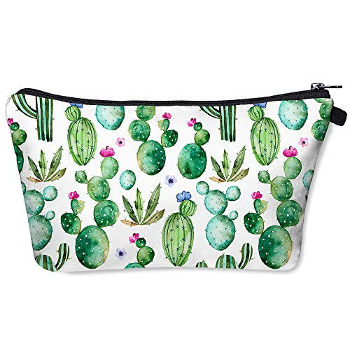 Cactus And Flowers Cosmetic Bag Makeup 
