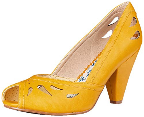 Bettie Page womens Pinup  Retro  Vintage Pump  Yellow  11 US