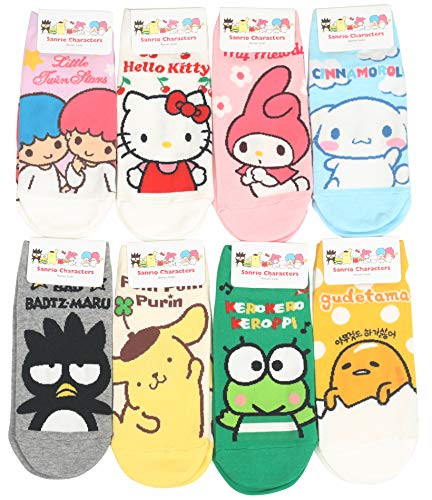 Womens Sanrio Characters Cartoon Novelty Socks -Juicy Pang Pang 8 Pairs-