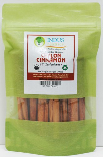 Indus Organic Real Ceylon Cinnamon 5 Sticks 3 Oz