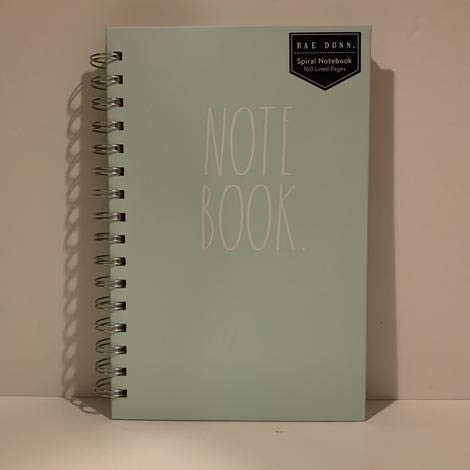 Rae Dunn NOTE BOOK - Spiral - Turquoise or Ivory hard Cover - 160 pages - 9 x 6 inches - Office - notebook lover gift