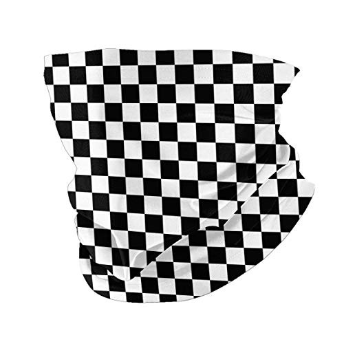 Checker Board Seamless Bandana Head Wrap Scarf Headband Balaclava Headwear Neck Warmer Gaiter Face Mask for Outdoors Sports Sun Protection Black
