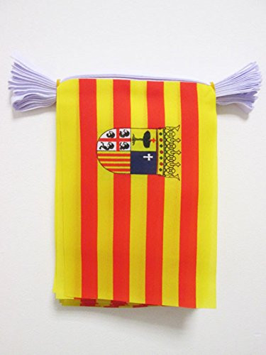 AZ FLAG Aragon 6 Meters Bunting Flag 20 Flags 9 x 6 - Spanish Region of Aragón String Flags 15 x 21 cm