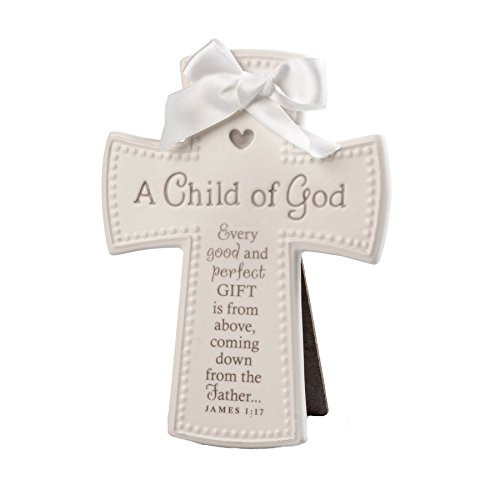 Lighthouse Christian Products White & Gray a Child of God Wall/Desktop Cross, 5 x 6 1/2"